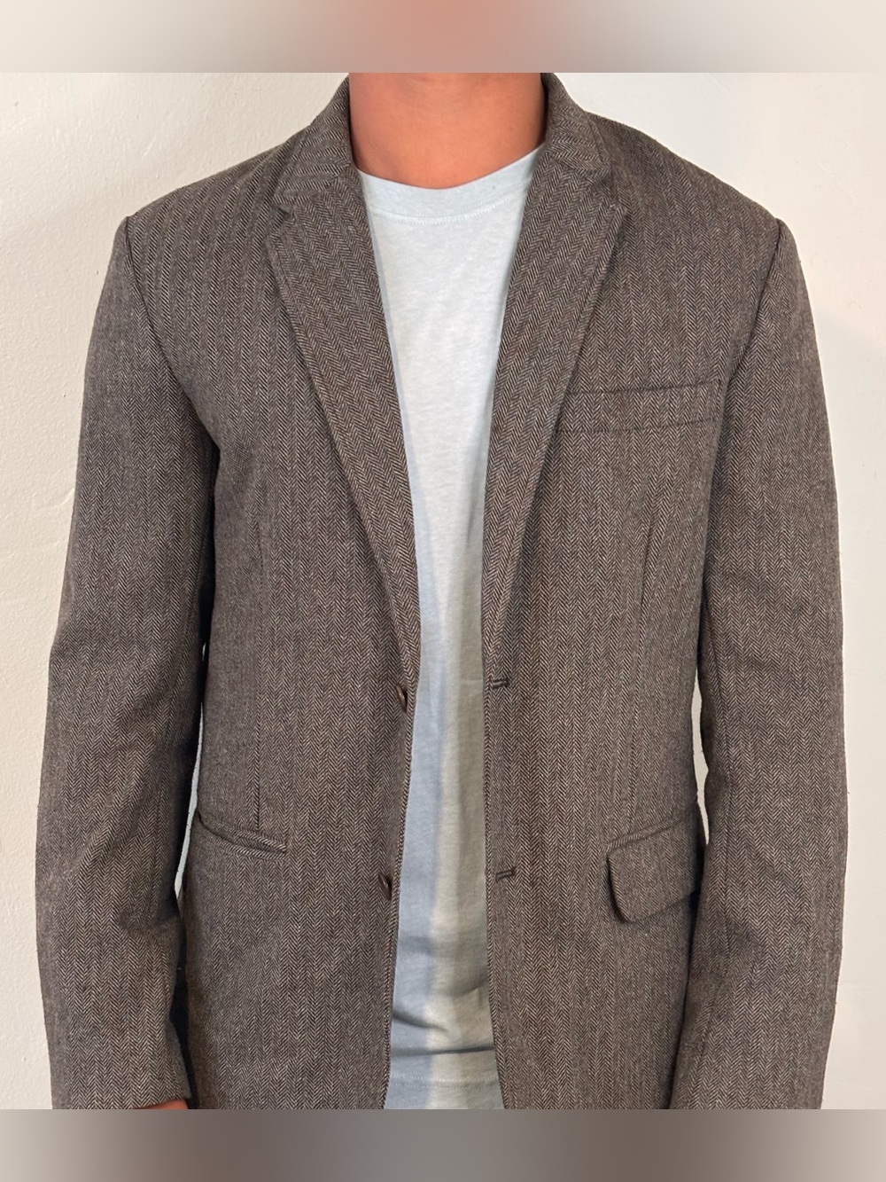 🌸 GAP Men’s Classic Herringbone Wool Blend Brown Blazer Size Medium
